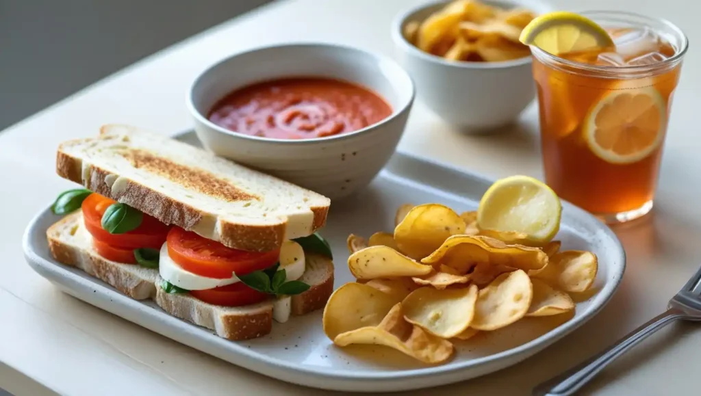 Light and Fresh: Caprese Sandwich with side dishes