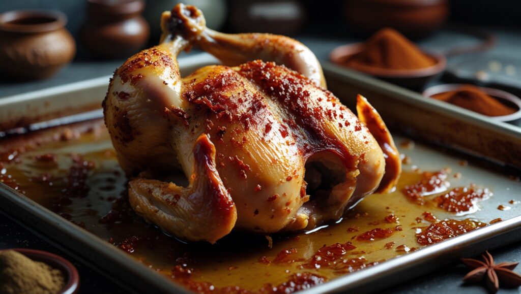 Roasted sumac chicken in an oven tray