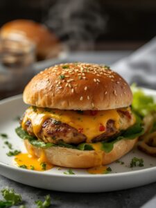 Cheddar Ranch Chicken Burgers