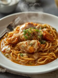 Fiery Chicken Ramen with Creamy Garlic Sauce