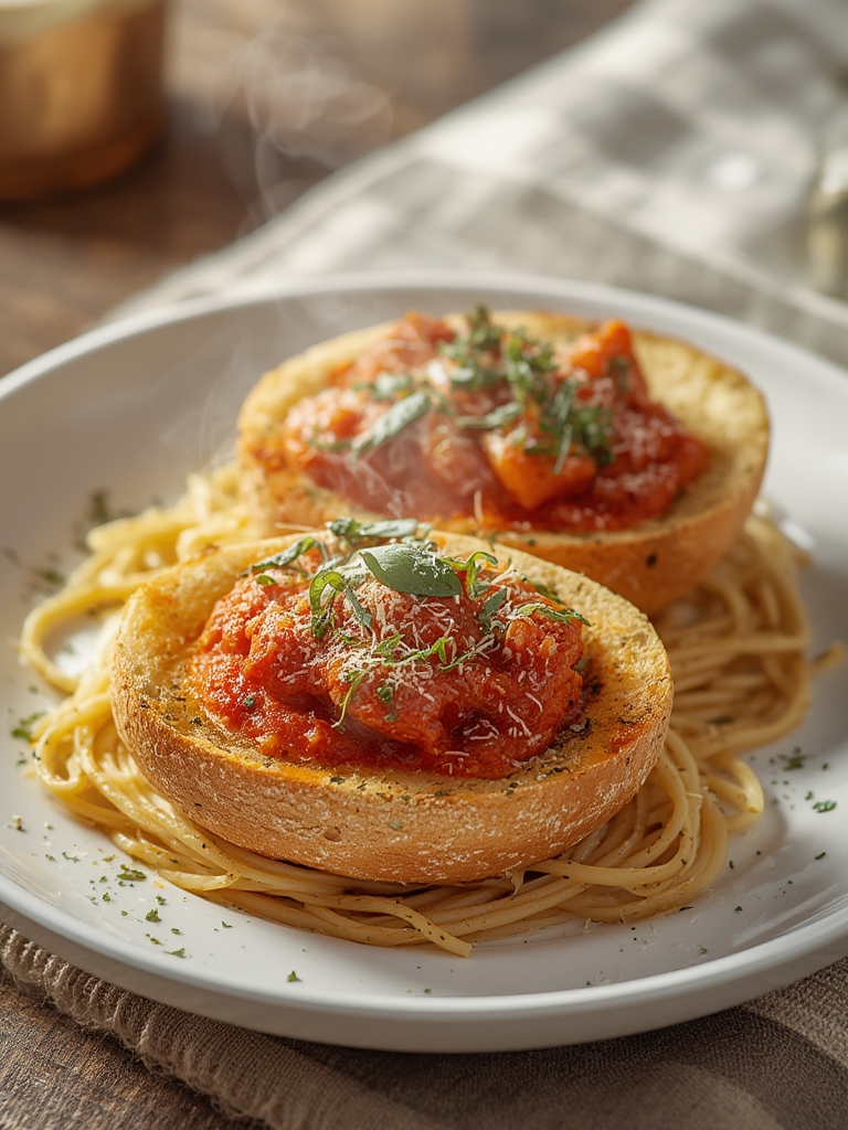 Easy 5-Step Recipe: Spaghetti Garlic Bread Bowls 1 Spaghetti Garlic Bread Bowls