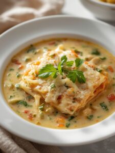 Heavenly White Chicken Lasagna Soup Ready in Just 40 Minutes!